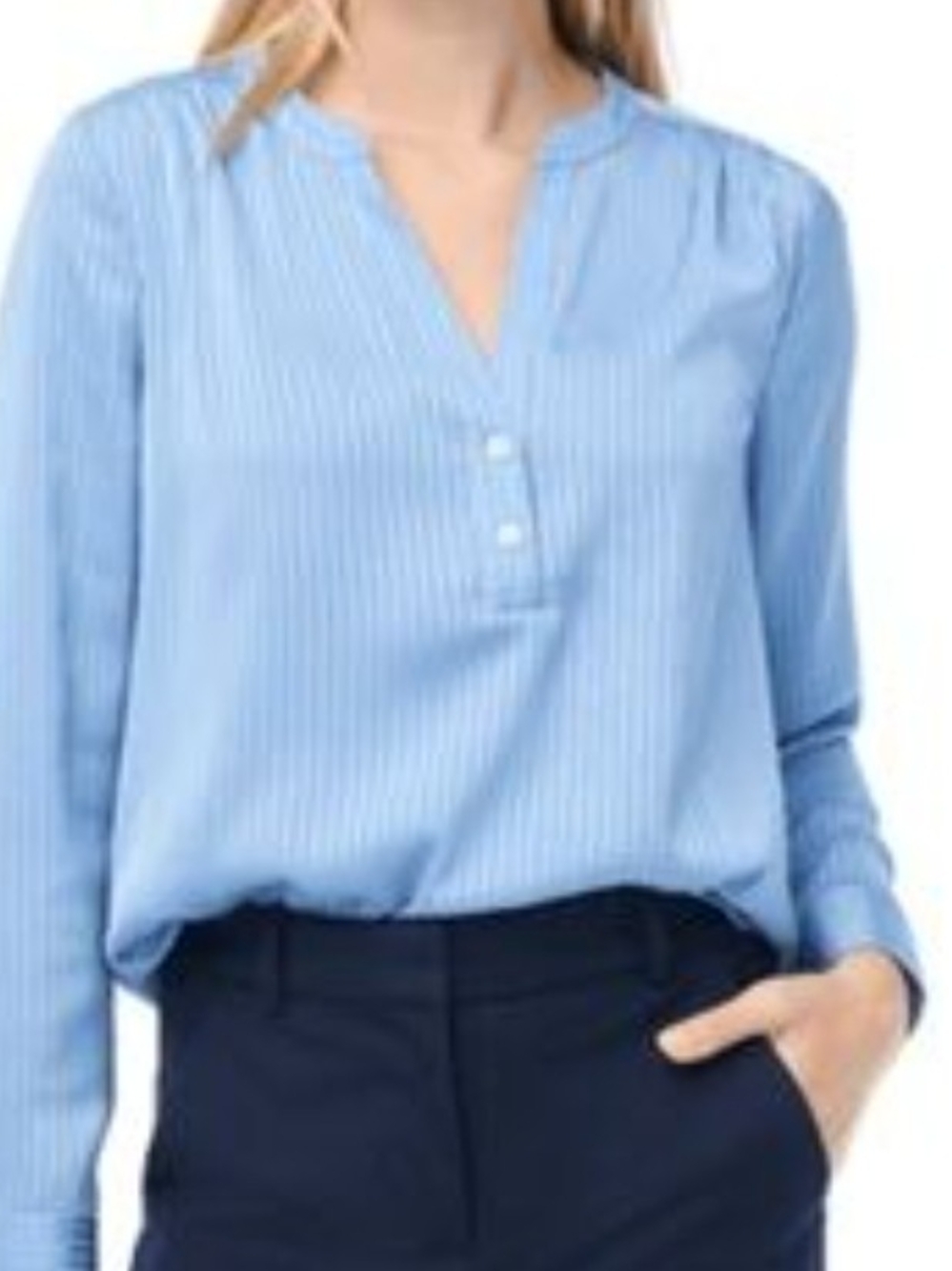 J. Crew Sky Blue Pinstripe Popover Blouse